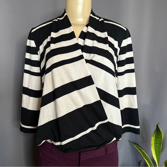 DELETTA | ANTHROPOLOGIE Striped Surplice Blouse - Picture 1 of 6